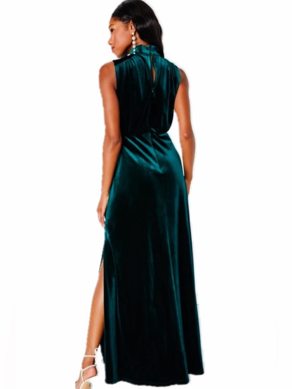 Lulu's Teal Velvet Maxi Dress
